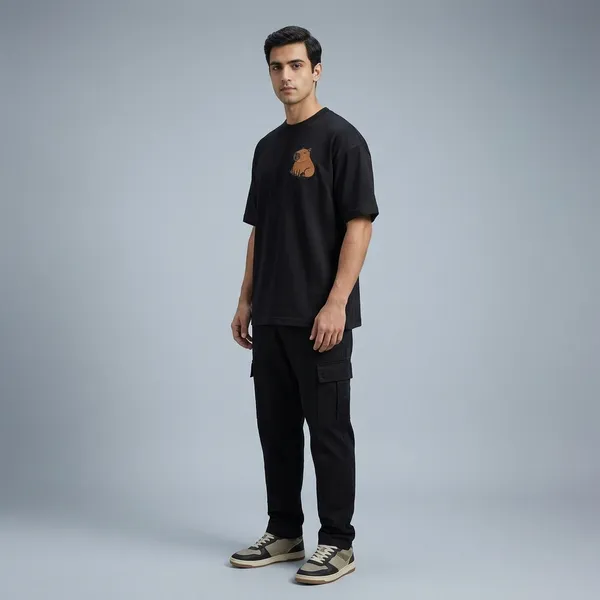 Black_Cotton_Capybara_Embroidered_Oversized_T-Shirt_For_Unisex