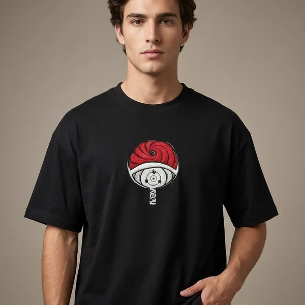 Black_Cotton_Embroidered_Spiral_Design_Oversized_T-Shirt_For_Unisex
