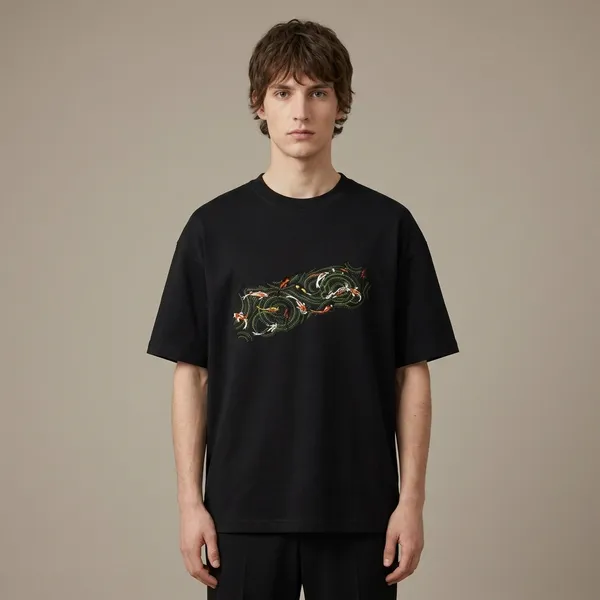 Black_Cotton_Oversized_Koi_Fish_Embroidery_T-Shirt_For_Unisex