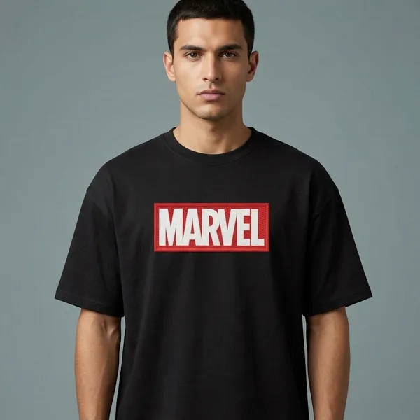 Black_Cotton_Marvel_Logo_Oversized_T-Shirt_For_Unisex