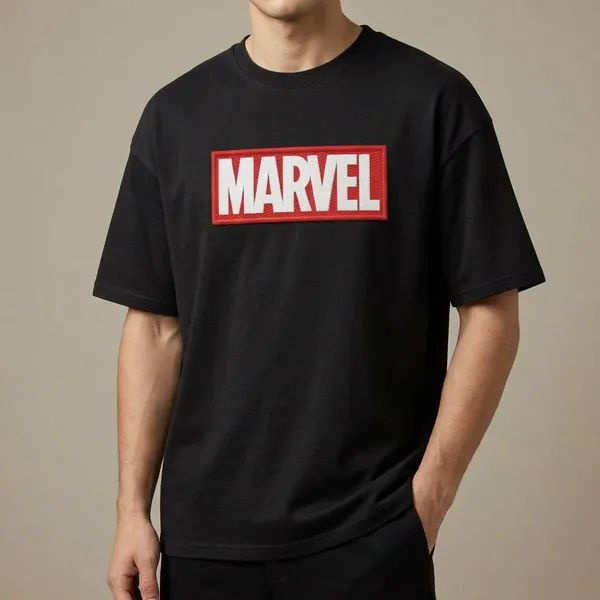Black_Cotton_Marvel_Logo_Oversized_T-Shirt_For_Unisex