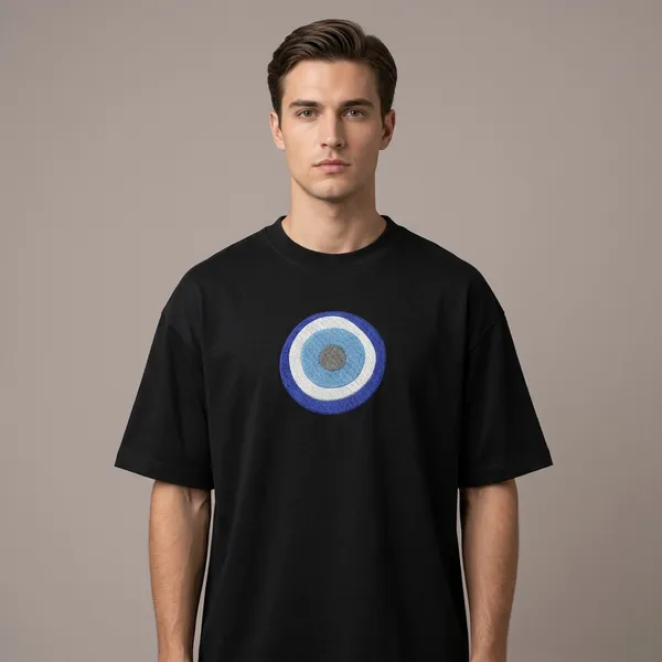 Black_Cotton_Oversized_Evil_Eye_Embroidered_T-Shirt_For_Unisex