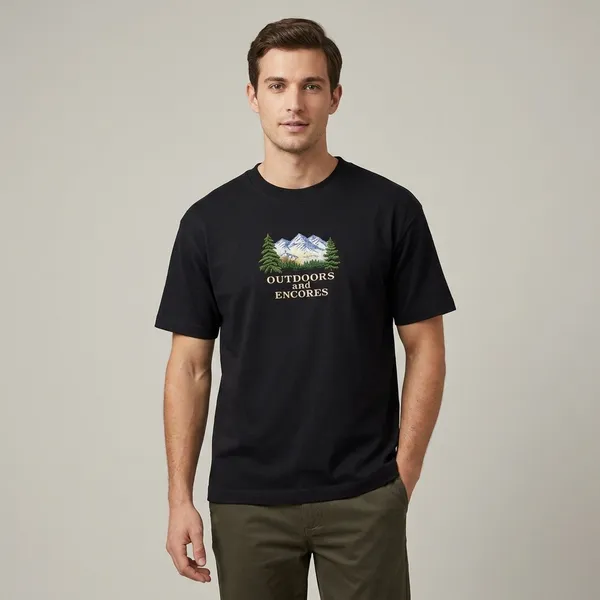 Black_Cotton_Mountain_Embroidered_Outdoors_T-Shirt_For_Unisex