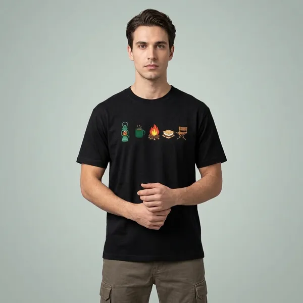 Black_Cotton_Camping_Embroidered_T-Shirt_For_Unisex