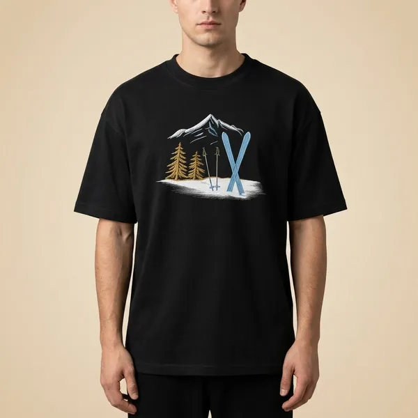 Black_Cotton_Oversized_Ski_Mountain_Graphic_T-Shirt_For_Unisex