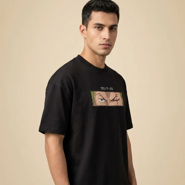 Black_Cotton_Oversized_Roronoa_Zoro_Anime_Eyes_T-Shirt_For_Unisex