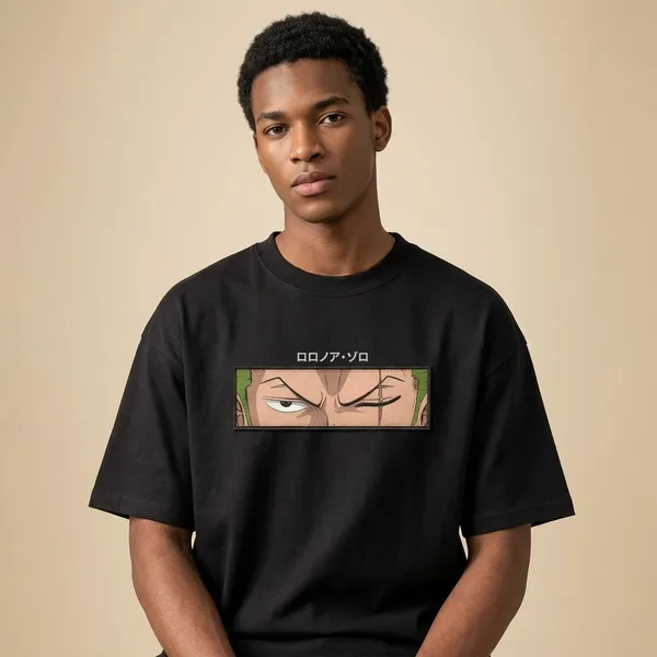 Black_Cotton_Oversized_Roronoa_Zoro_Anime_Eyes_T-Shirt_For_Unisex