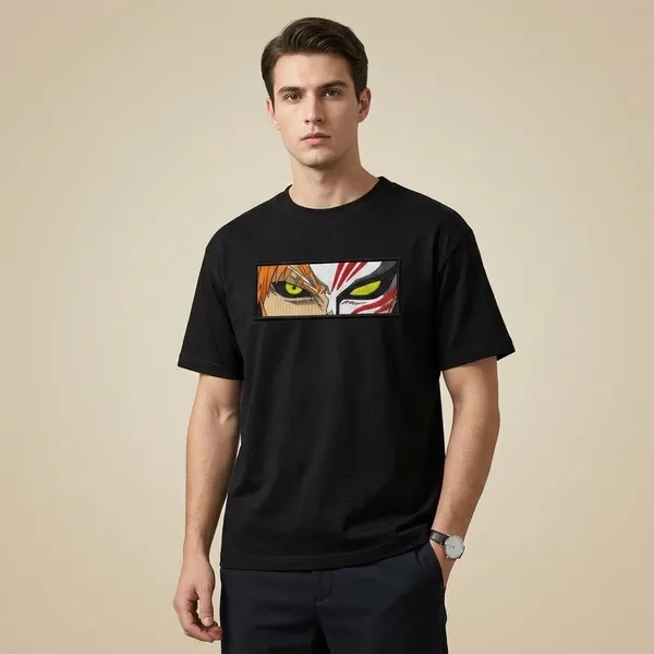 Black_Cotton_Anime_Eyes_Graphic_Print_Streetwear_T-Shirt_For_Unisex