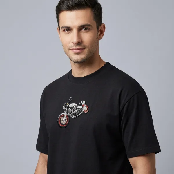 Black_Cotton_Embroidered_Motorcycle_T-Shirt_For_Unisex