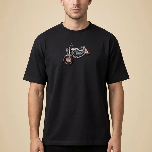 Black_Cotton_Embroidered_Motorcycle_T-Shirt_For_Unisex