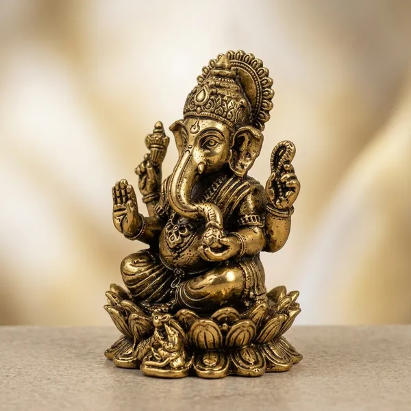 Gold_Brass_Antique_Traditional_Ganesha_Idol_On_Lotus_Base