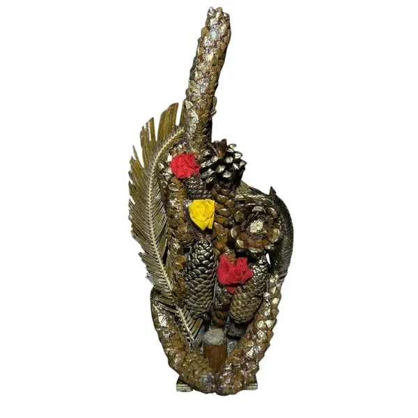 Gold_Deodar_Wood_Rustic_Floral_Pine_Cone_Centerpiece_With_Roses