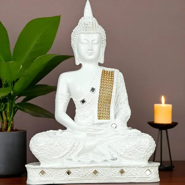 White_Resin_Spiritual_Meditating_Buddha_Statue