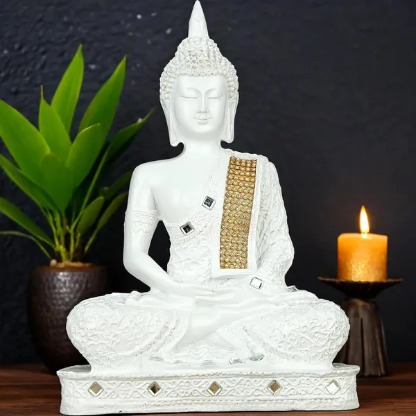 White_Resin_Spiritual_Meditating_Buddha_Statue