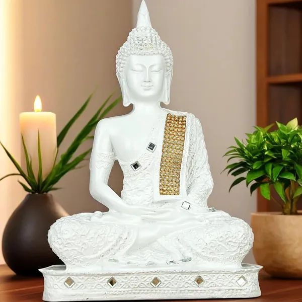 White_Resin_Spiritual_Meditating_Buddha_Statue