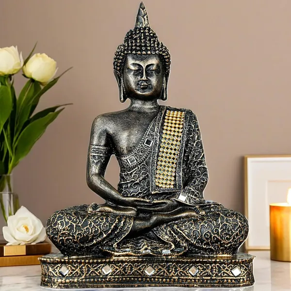 Antique_Gold_Resin_Spiritual_Meditating_Buddha_Statue