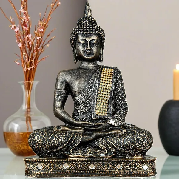 Antique_Gold_Resin_Spiritual_Meditating_Buddha_Statue