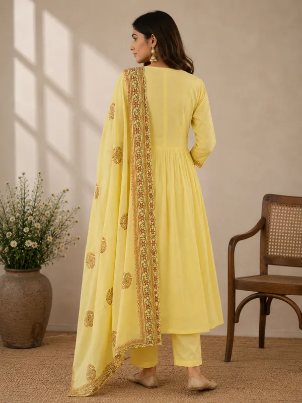 Yellow_Cotton_Anarkali_Kurta_Set_For_Women