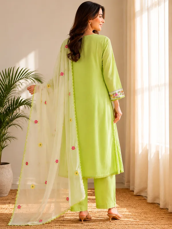 Green_Cotton_Anarkali_Kurta_Set_For_Women