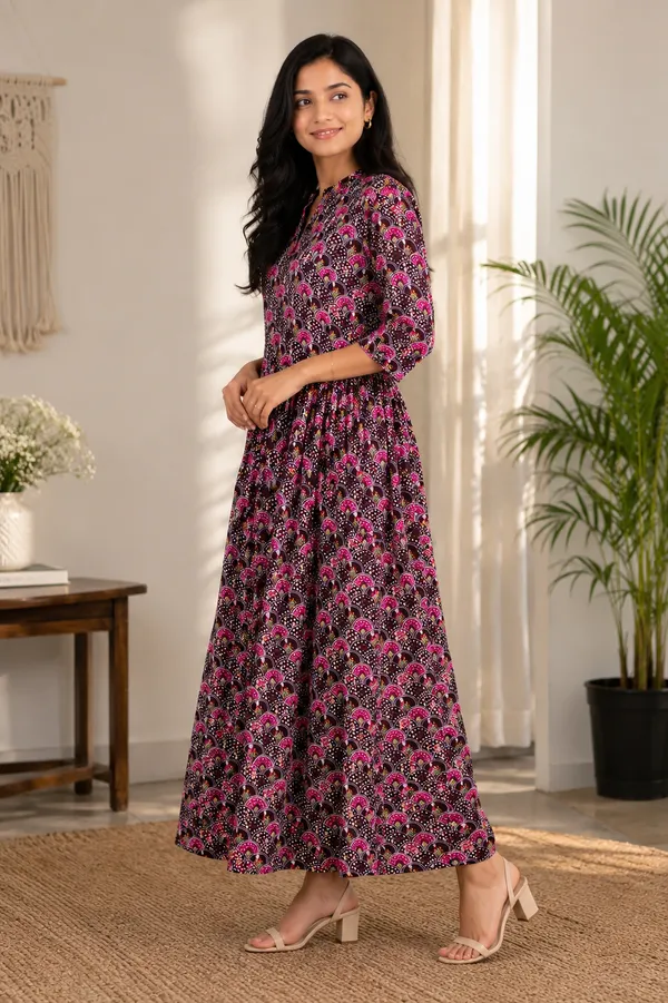 Black_And_Pink_Cotton_Anarkali_Maxi_Dress_For_Women