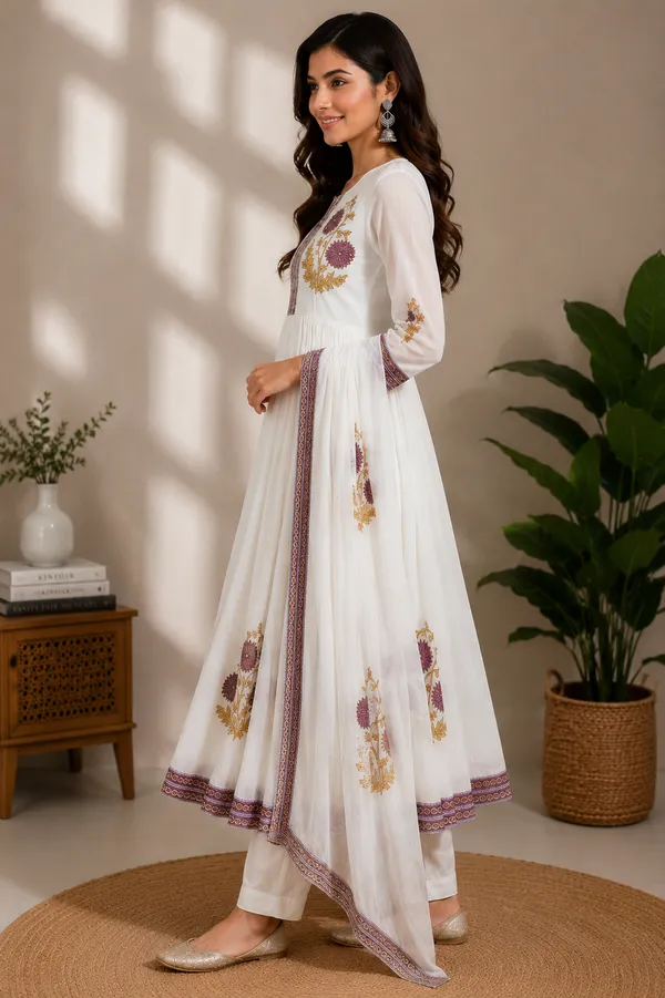 White_Cotton_Anarkali_Kurta_Set_For_Women
