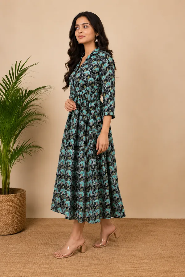 Black_And_Turquoise_Cotton_Anarkali_Maxi_Dress_For_Women