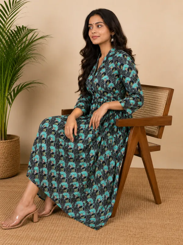 Black_And_Turquoise_Cotton_Anarkali_Maxi_Dress_For_Women