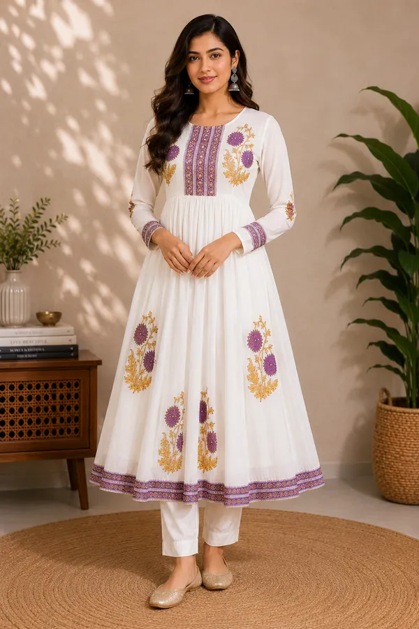 White_Cotton_Anarkali_Kurta_Set_For_Women