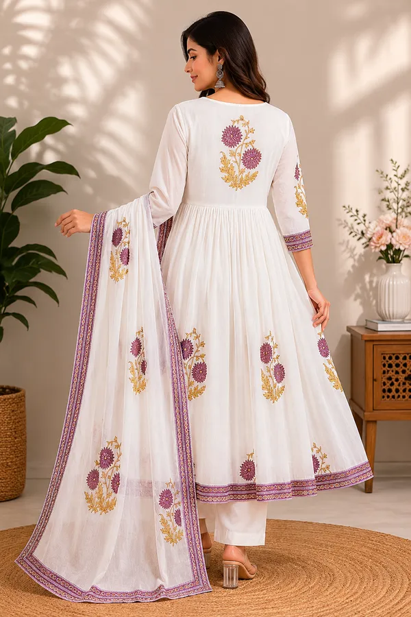 White_Cotton_Anarkali_Kurta_Set_For_Women