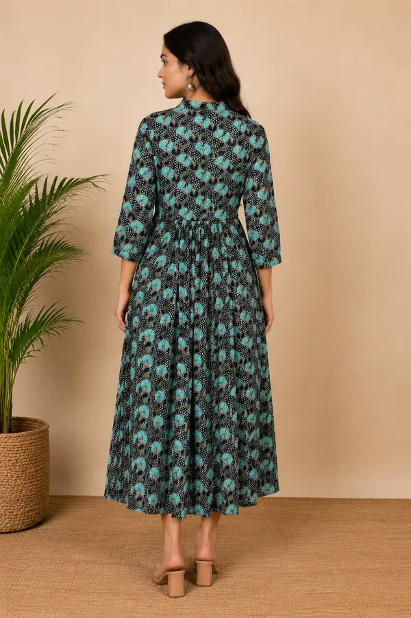 Black_And_Turquoise_Cotton_Anarkali_Maxi_Dress_For_Women