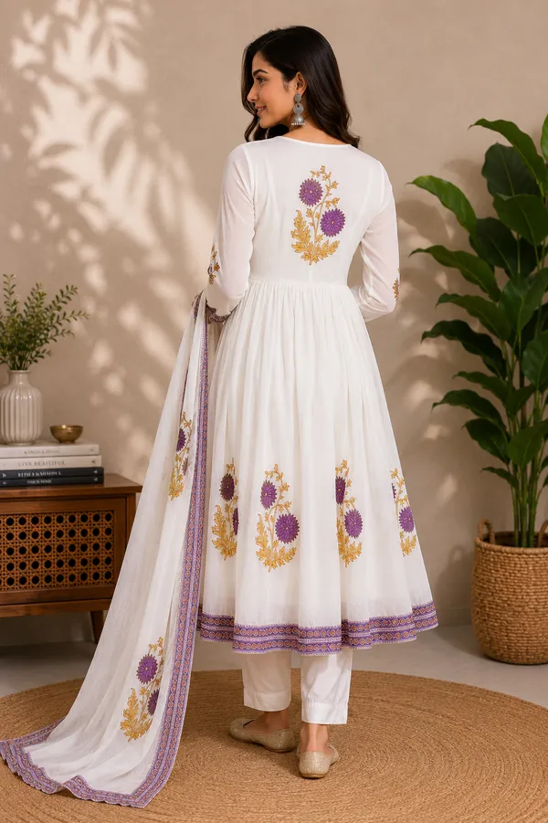 White_Cotton_Anarkali_Kurta_Set_For_Women