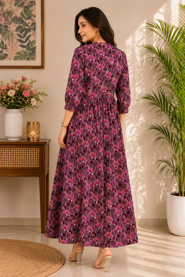 Black_And_Pink_Cotton_Anarkali_Maxi_Dress_For_Women