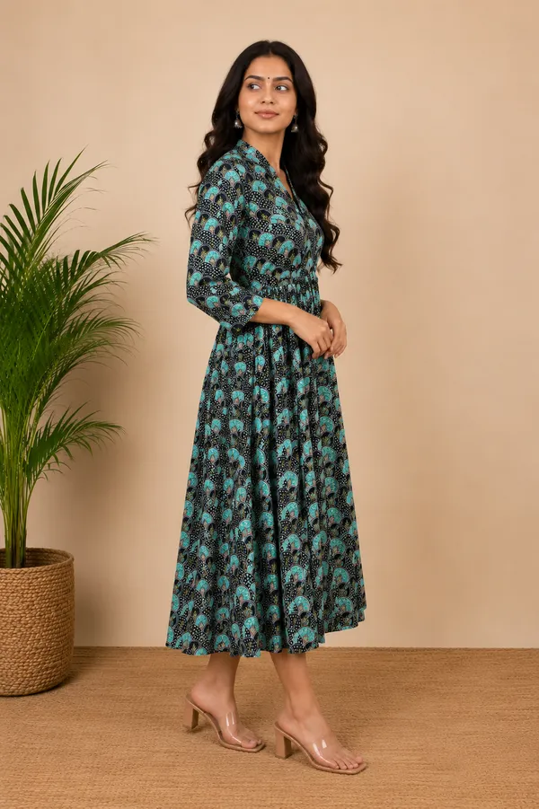 Black_And_Turquoise_Cotton_Anarkali_Maxi_Dress_For_Women