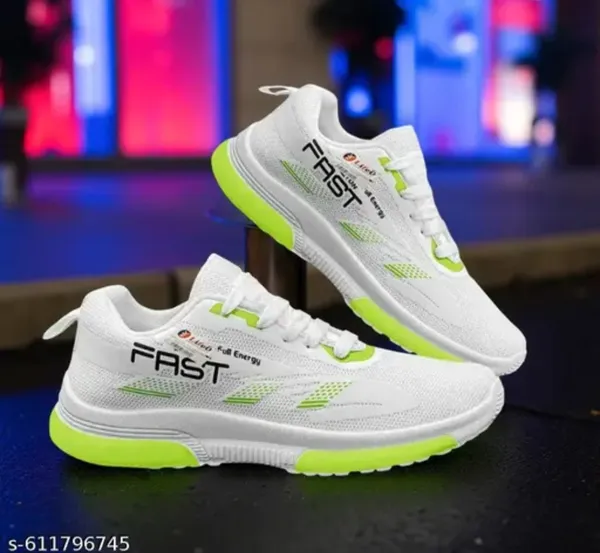 White_And_Neon_Green_Premium_Mesh_Sports_Shoes_For_Men