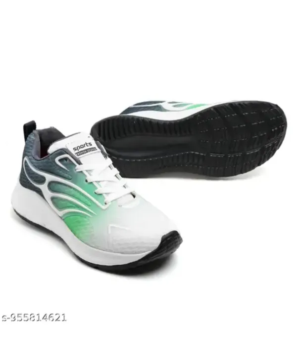 White_And_Green_Premium_Breathable_Mesh_Sports_Shoes_For_Men