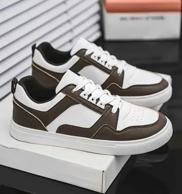 White_And_Brown_Premium_Synthetic_Leather_Sports_Shoes_For_Men