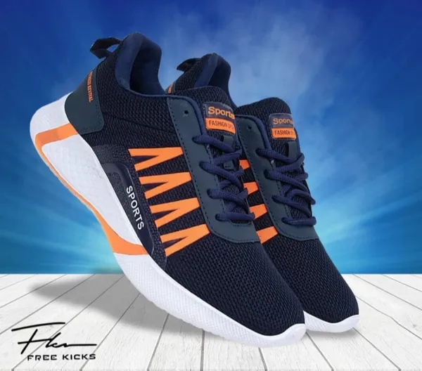 Navy_Blue_And_Orange_Premium_Mesh_Sports_Shoes_For_Men