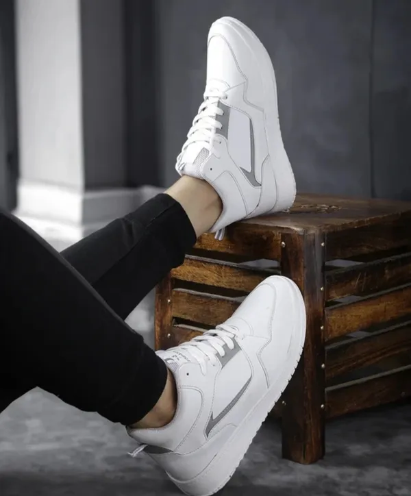 White_And_Grey_Premium_Synthetic_Leather_Sports_Shoes_For_Men