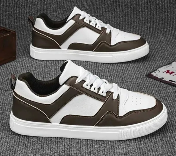 White_And_Brown_Premium_Synthetic_Leather_Sports_Shoes_For_Men