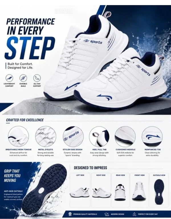 White_Premium_Synthetic_Leather_Sports_Shoes_For_Men