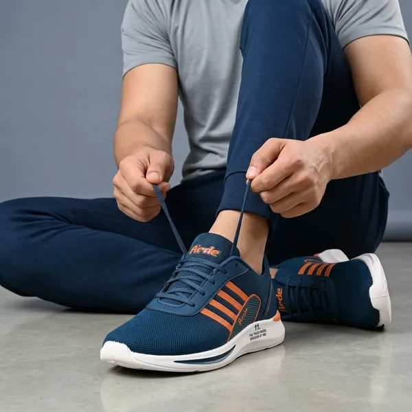 Navy_Blue_And_Orange_Premium_Mesh_Sports_Shoes_For_Men
