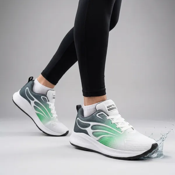 White_And_Green_Premium_Breathable_Mesh_Sports_Shoes_For_Men