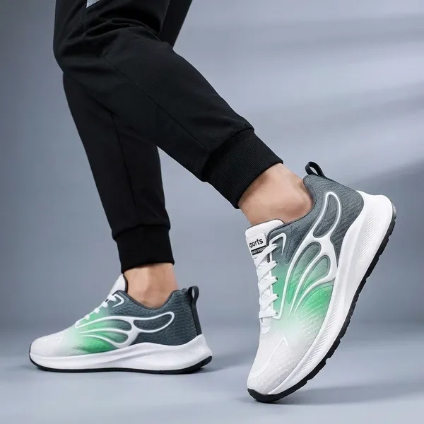 White_And_Green_Premium_Breathable_Mesh_Sports_Shoes_For_Men