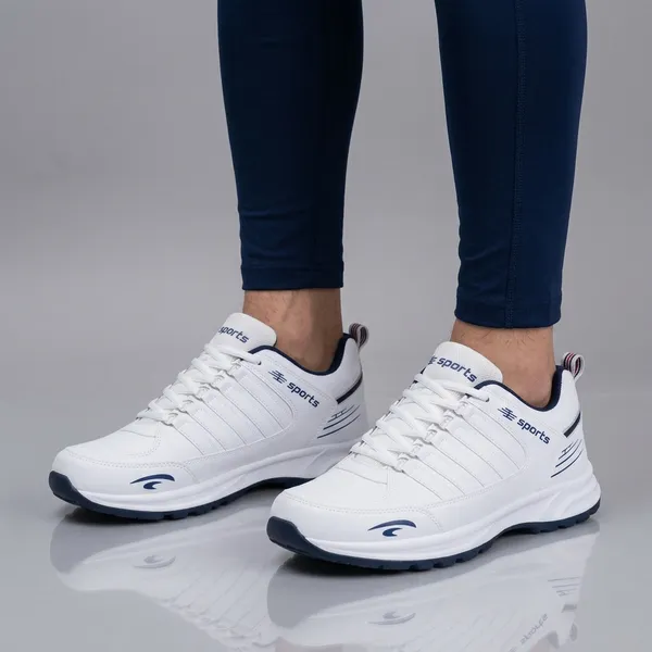 White_Premium_Synthetic_Leather_Sports_Shoes_For_Men