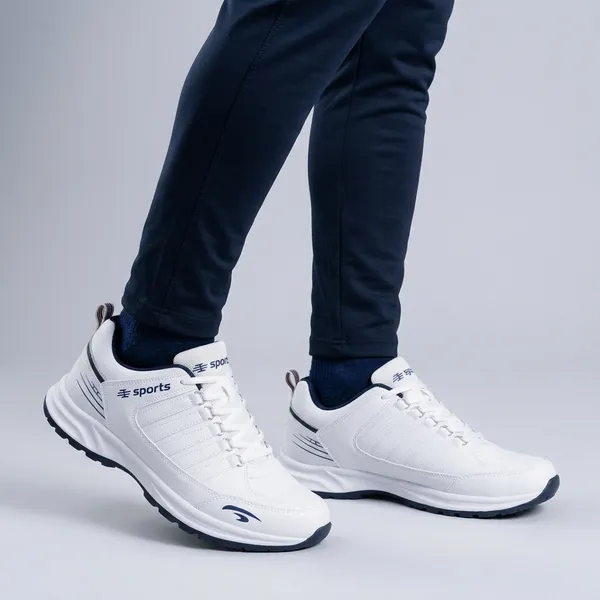 White_Premium_Synthetic_Leather_Sports_Shoes_For_Men