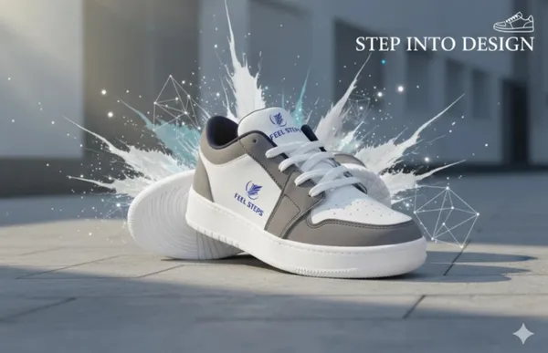 White_And_Grey_Premium_Synthetic_Leather_Sports_Shoes_For_Men