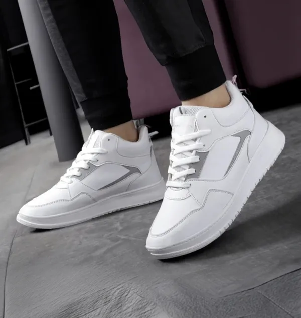 White_And_Grey_Premium_Synthetic_Leather_Sports_Shoes_For_Men
