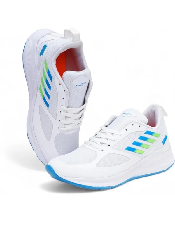 White_Premium_Synthetic_Mesh_Sports_Shoes_For_Men