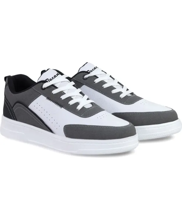 White_And_Grey_Premium_Synthetic_Leather_Sports_Shoes_For_Men