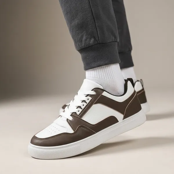 White_And_Brown_Premium_Synthetic_Leather_Sports_Shoes_For_Men